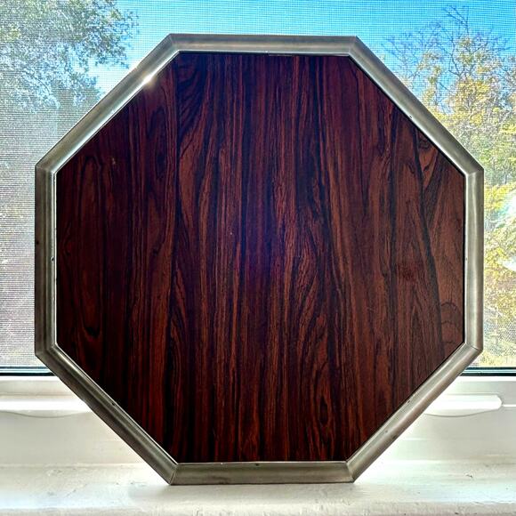 Vintage 60s Gotham Pewter and Formica Octagon Cocktail Tray MCM Mad Men Bar Tray - Picture 13 of 14